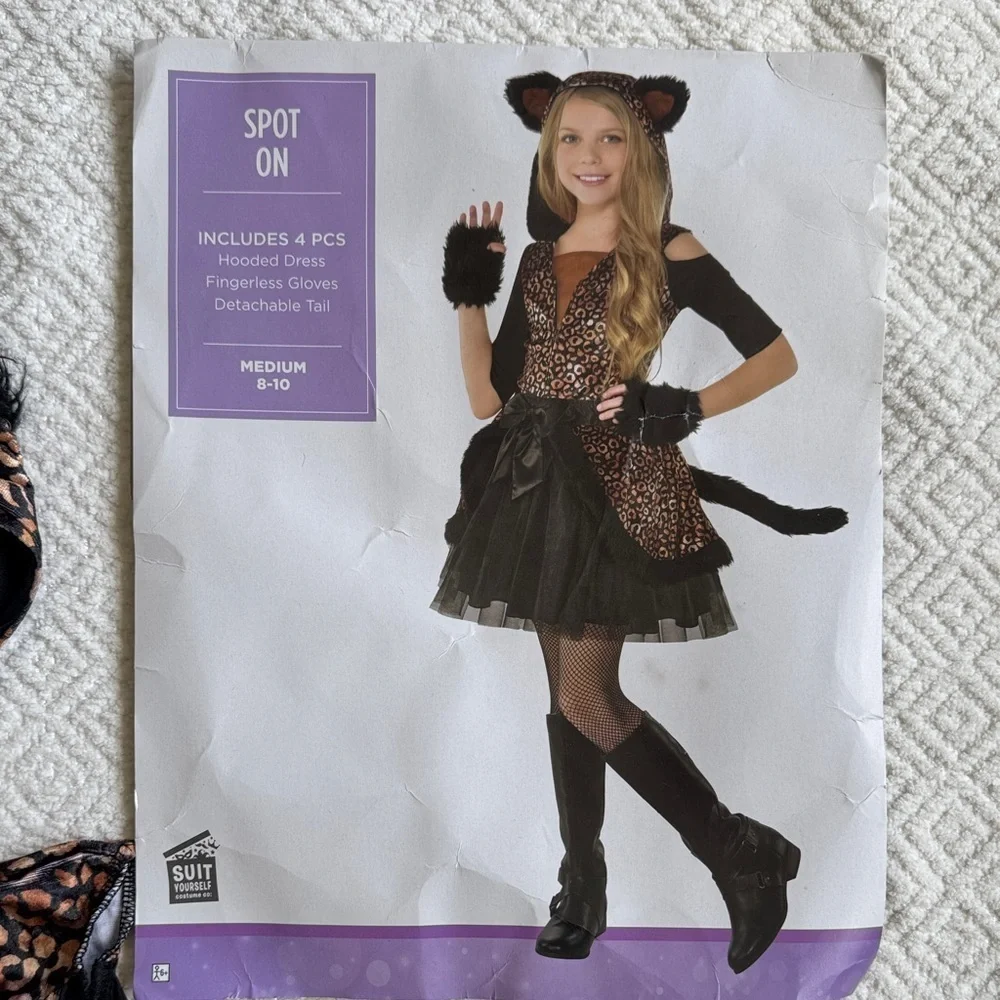 Kids' Leopard Black/Brown Dress with Hood/Tail/ Halloween Costume